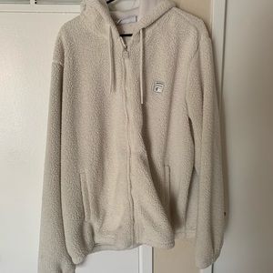 Cream fluffy fila jacket